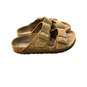 Birkenstock Suede Two-Strap Sandals in Light Brown